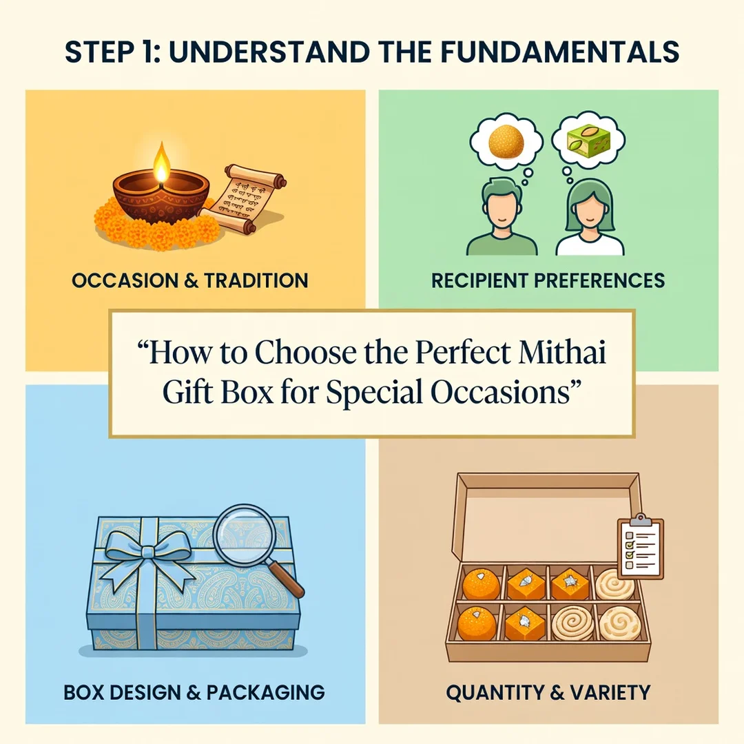 Step 1: Illustration for step: Understand the fundamentals related to How to Choose the Perfect Mithai Gift 