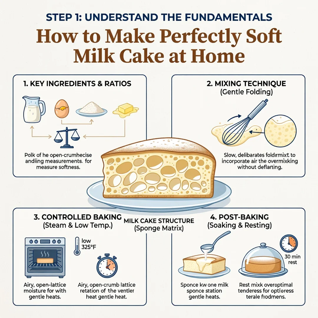 Step 1: Illustration for step: Understand the fundamentals related to How to Make Perfectly Soft Milk Cake a