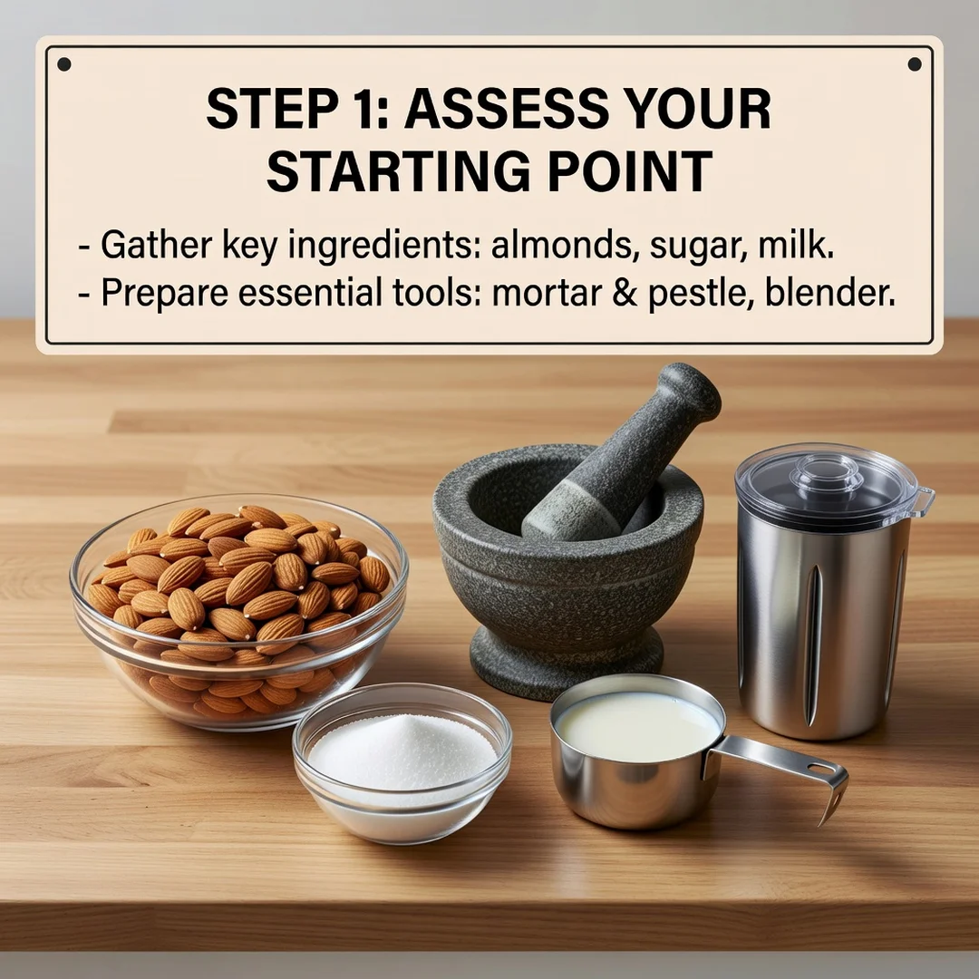 Step 2: Illustration for step: Assess your starting point related to How to Prepare Delicious Homemade Badam