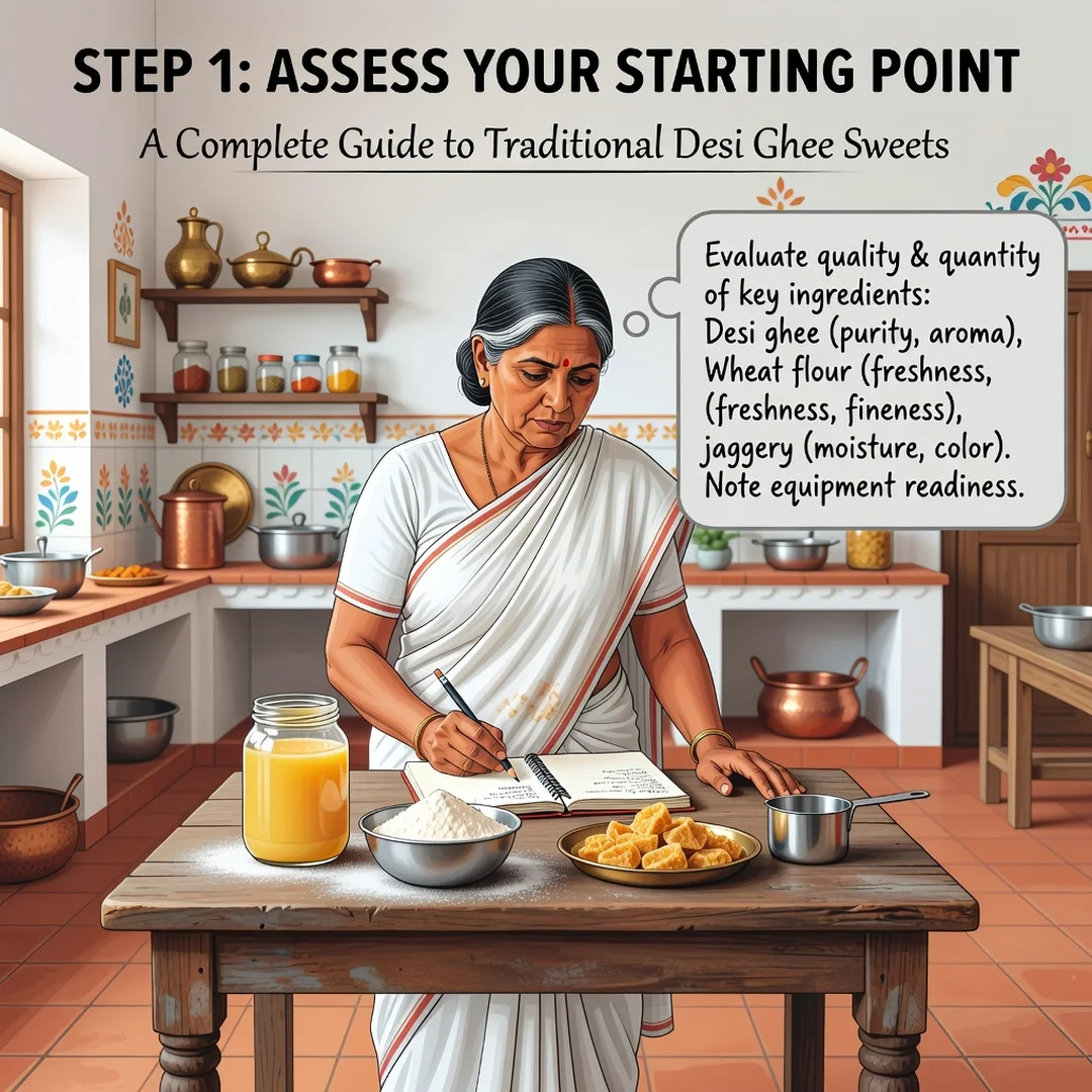 Step 2: Illustration for step: Assess your starting point related to A Complete Guide to Traditional Desi Gh