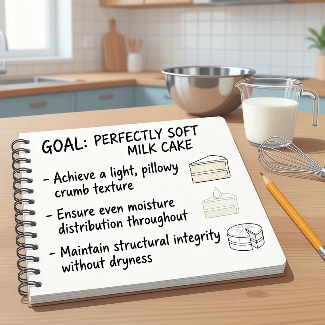Step 3: Illustration for step: Set clear goals related to How to Make Perfectly Soft Milk Cake at Home, prof