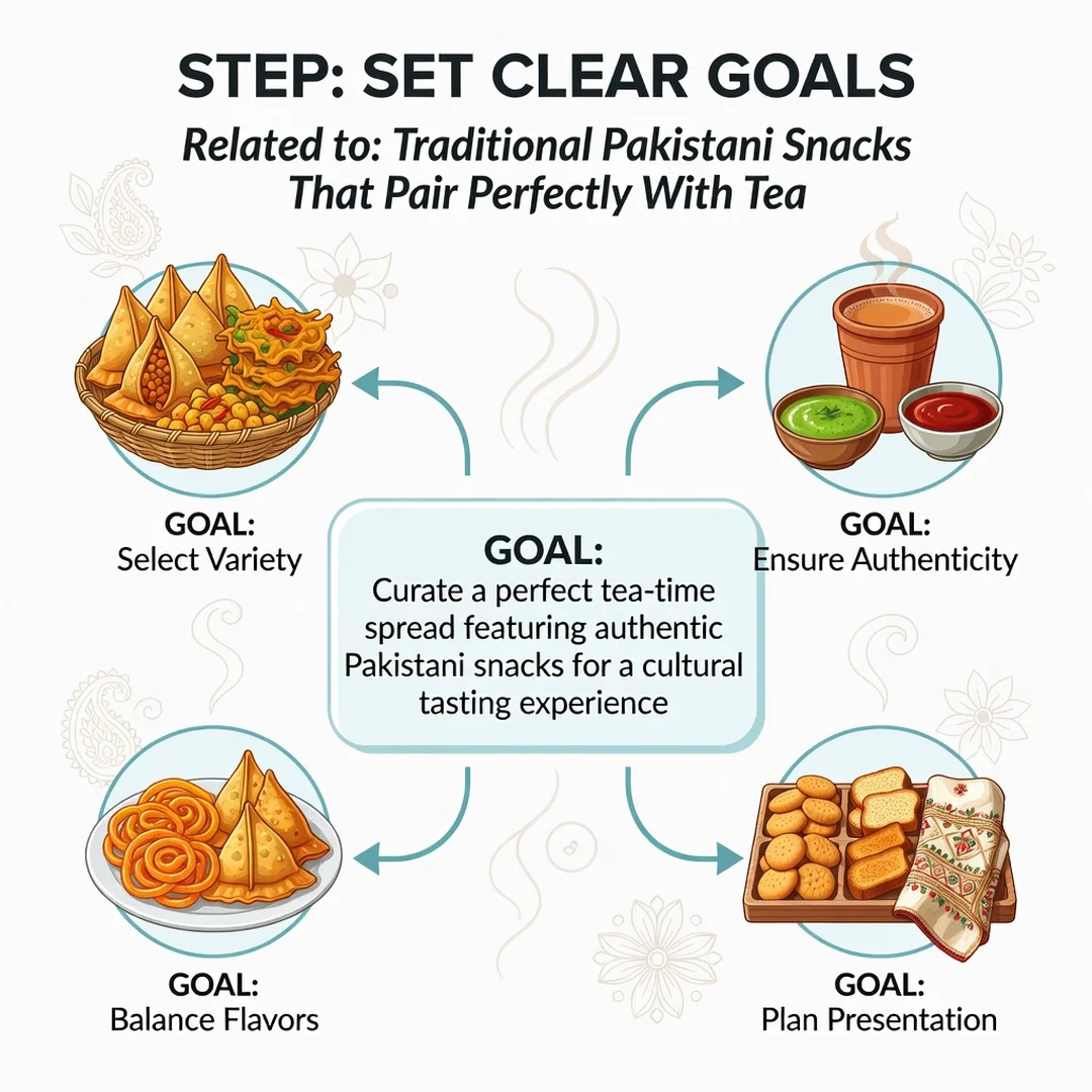Step 3: Illustration for step: Set clear goals related to Traditional Pakistani Snacks That Pair Perfectly W