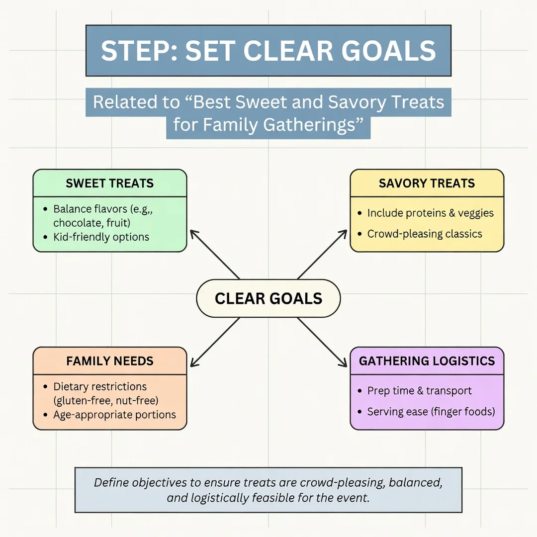 Step 3: Illustration for step: Set clear goals related to Best Sweet and Savory Treats for Family Gatherings