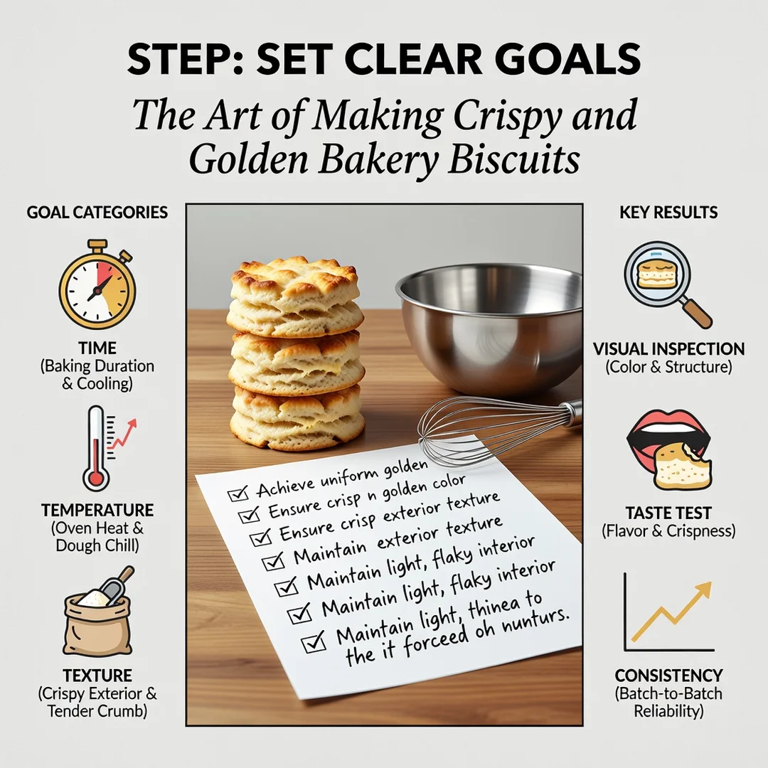 Step 3: Illustration for step: Set clear goals related to The Art of Making Crispy and Golden Bakery Biscuit