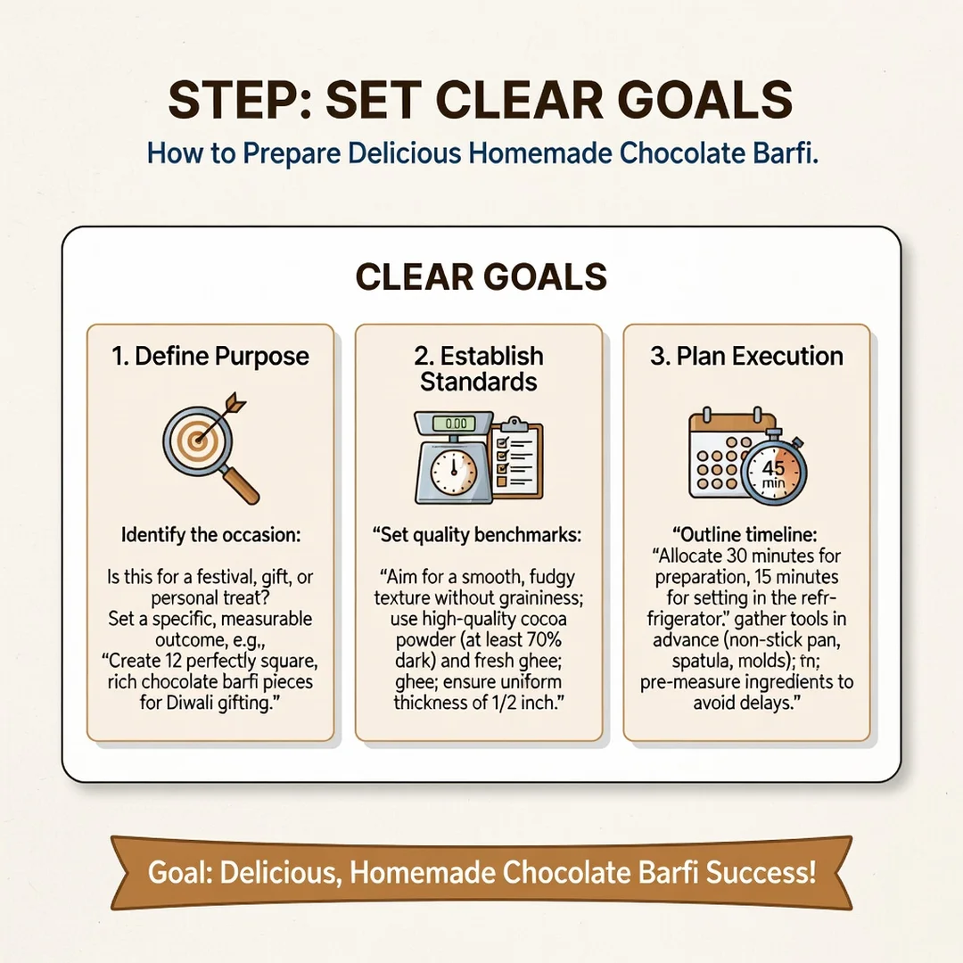 Step 3: Illustration for step: Set clear goals related to How to Prepare Delicious Homemade Chocolate Barfi,