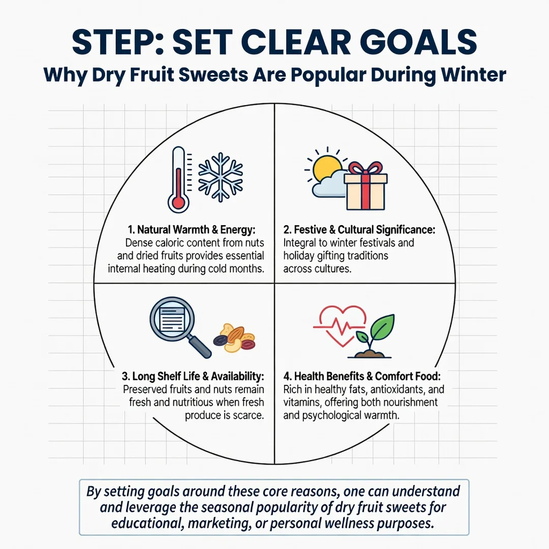 Step 3: Illustration for step: Set clear goals related to Why Dry Fruit Sweets Are Popular During Winter, pr