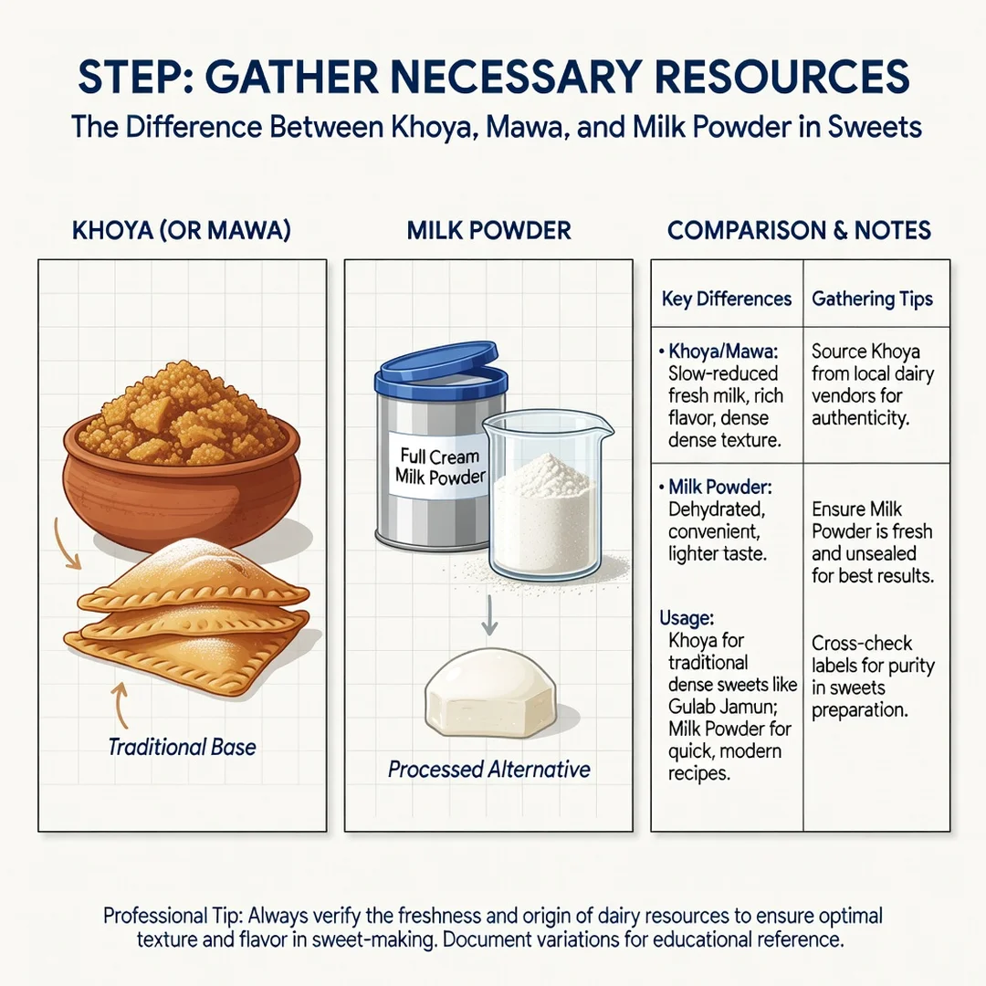 Step 4: Illustration for step: Gather necessary resources related to The Difference Between Khoya, Mawa, and
