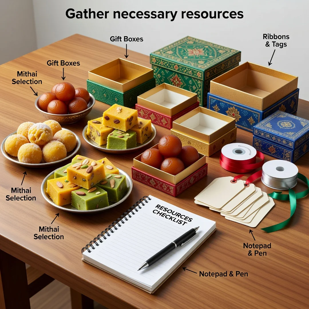 Step 4: Illustration for step: Gather necessary resources related to How to Choose the Perfect Mithai Gift B