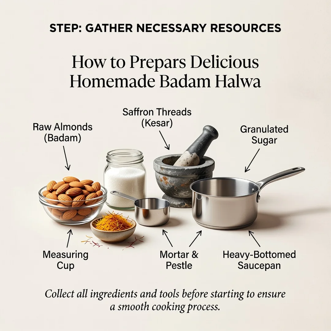 Step 4: Illustration for step: Gather necessary resources related to How to Prepare Delicious Homemade Badam