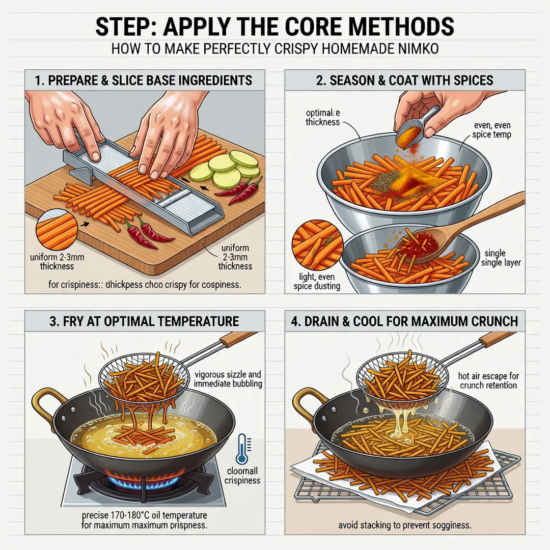 Step 5: Illustration for step: Apply the core methods related to How to Make Perfectly Crispy Homemade Nimko