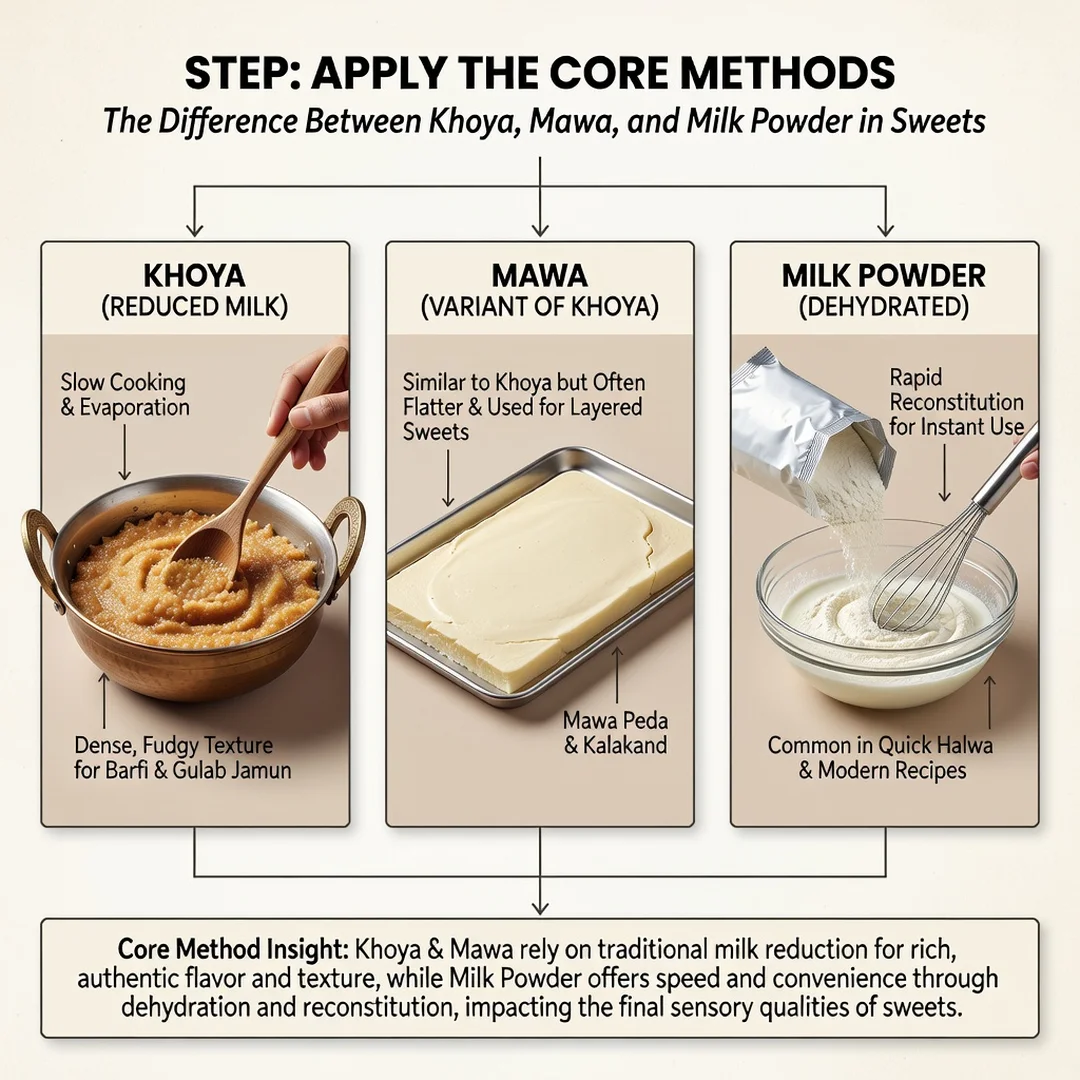 Step 5: Illustration for step: Apply the core methods related to The Difference Between Khoya, Mawa, and Mil